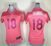 Wholesale Cheap Nike Broncos #18 Peyton Manning Pink Sweetheart Women's Stitched NFL Elite Jersey
