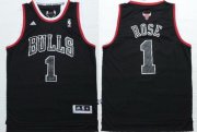 Wholesale Cheap Men's Chicago Bulls #1 Derrick Rose All Black With White Outline Fashion Jersey