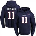 Wholesale Cheap Nike Patriots #11 Julian Edelman Navy Blue Name & Number Pullover NFL Hoodie