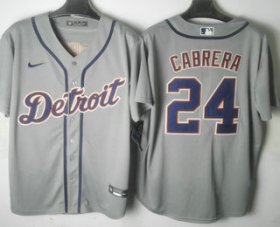 Wholesale Cheap Men\'s Detroit Tigers #24 Miguel Cabrera Grey Stitched Cool Base Nike Jersey