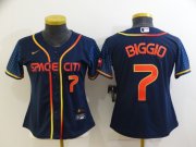 Wholesale Cheap Women's Houston Astros #7 Craig Biggio Number 2022 Navy Blue City Connect Cool Base Stitched Jersey
