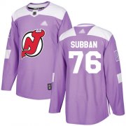 Wholesale Cheap Adidas Devils #76 P.K. Subban Purple Authentic Fights Cancer Stitched NHL Jersey