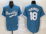 Cheap Men's Brooklyn Dodgers #18 Yoshinobu Yamamoto Light Blue Cooperstown Collection Cool Base Jersey