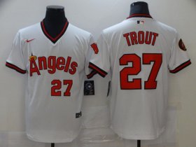 Wholesale Cheap Men\'s Los Angeles Angels Of Anaheim #27 Mike Trout White Throwback Cooperstown Collection Stitched MLB Nike Jersey