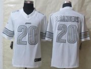 Wholesale Cheap Nike Lions #20 Barry Sanders White Men's Stitched NFL Limited Platinum Jersey