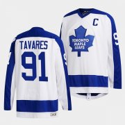 Wholesale Cheap Men's Toronto Maple Leafs #91 John Tavares White Classics Primary Logo Stitched Jersey
