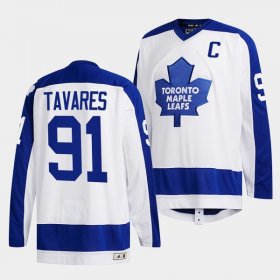 Wholesale Cheap Men\'s Toronto Maple Leafs #91 John Tavares White Classics Primary Logo Stitched Jersey
