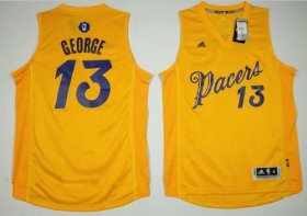 Wholesale Cheap Men\'s Indiana Pacers #13 Paul George adidas Yellow 2016 Christmas Day Stitched NBA Swingman Jersey