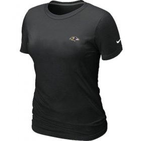 Wholesale Cheap Women\'s Nike Baltimore Ravens Chest Embroidered Logo T-Shirt Black