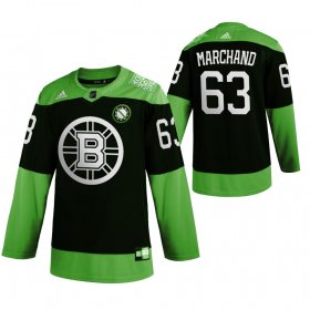 Wholesale Cheap Boston Bruins #63 Brad Marchand Men\'s Adidas Green Hockey Fight nCoV Limited NHL Jersey