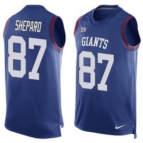 Wholesale Cheap Nike Giants #87 Sterling Shepard Royal Blue Team Color Men\'s Stitched NFL Limited Tank Top Jersey
