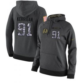 Wholesale Cheap NFL Women\'s Nike Washington Redskins #91 Ryan Kerrigan Stitched Black Anthracite Salute to Service Player Performance Hoodie