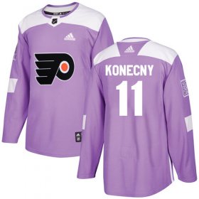 Wholesale Cheap Adidas Flyers #11 Travis Konecny Purple Authentic Fights Cancer Stitched Youth NHL Jersey