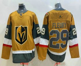Wholesale Cheap Men\'s Vegas Golden Knights #29 Marc-Andre Fleury Gold 2020-21 Alternate Stitched Adidas Jersey