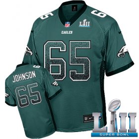 Wholesale Cheap Nike Eagles #65 Lane Johnson Midnight Green Team Color Super Bowl LII Men\'s Stitched NFL Elite Drift Fashion Jersey