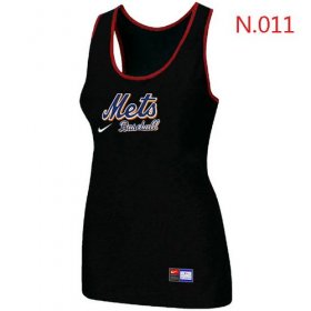 Wholesale Cheap Women\'s Nike New York Mets Tri-Blend Racerback Stretch Tank Top Black