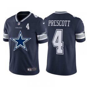 Wholesale Cheap Dallas Cowboys #4 Dak Prescott Navy Blue Men\'s Nike Big Team Logo Player Vapor Limited NFL Jersey