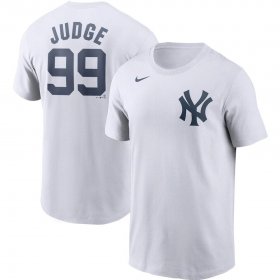 Wholesale Cheap New York Yankees #99 Aaron Judge Nike Name & Number T-Shirt White