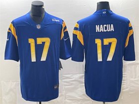 Cheap Men\'s Los Angeles Rams #17 Puka Nacua Blue Vapor Untouchable Limited Football Stitched Jersey