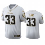 Wholesale Cheap Minnesota Vikings #33 Dalvin Cook Men's Nike White Golden Edition Vapor Limited NFL 100 Jersey