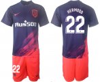 Wholesale Cheap Men 2021-2022 Club Atletico Madrid away purple 22 Soccer Jersey
