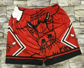 Wholesale Cheap Men\'s Chicago Bulls Red Big Face Mitchell Ness Hardwood Classics Soul Swingman Throwback Shorts
