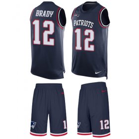 Wholesale Cheap Nike Patriots #12 Tom Brady Navy Blue Team Color Men\'s Stitched NFL Limited Tank Top Suit Jersey