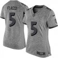 Wholesale Cheap Nike Ravens #5 Joe Flacco Gray Women's Stitched NFL Limited Gridiron Gray Jersey