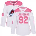 Wholesale Cheap Adidas Avalanche #92 Gabriel Landeskog White/Pink Authentic Fashion Women's Stitched NHL Jersey
