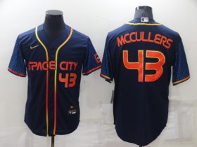Wholesale Cheap Men\'s Houston Astros #43 Lance McCullers Jr Number 2022 Navy Blue City Connect Cool Base Stitched Jersey