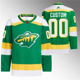 Wholesale Cheap Men\'s Minnesota Wild Custom Green 2022-23 Reverse Retro Stitched Jersey