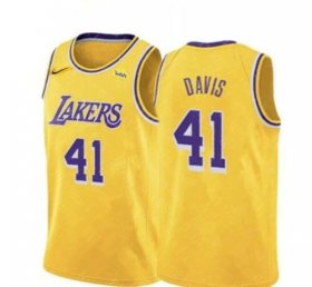 Wholesale Cheap Lakers 41 Anthony Davis Yellow Nike Swingman Jersey