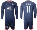 Wholesale Cheap Men 2021-2022 ClubParis Saint-Germainhome blue Long Sleeve 11 Soccer Jersey