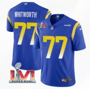 Wholesale Cheap Men's Los Angeles Rams #77 Andrew Whitworth 2022 Royal Super Bowl LVI Vapor Limited Stitched Jersey