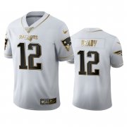 Wholesale Cheap New England Patriots #12 Tom Brady Men's Nike White Golden Edition Vapor Limited NFL 100 Jersey