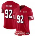 Cheap Men's San Francisco 49ers #92 Chase Young Red 2023 F.U.S.E. NFC West Champions Patch Alternate Football Stitched Jersey