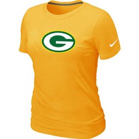 Wholesale Cheap Women\'s Nike Green Bay Packers Logo NFL T-Shirt Yellow
