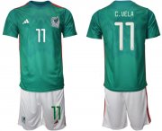 Wholesale Men's Mexico #11 C.vela Green Home Soccer Jersey Suit