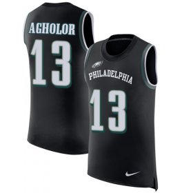 Wholesale Cheap Nike Eagles #13 Nelson Agholor Black Alternate Men\'s Stitched NFL Limited Rush Tank Top Jersey