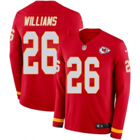 Wholesale Cheap Nike Chiefs #26 Damien Williams Red Team Color Men\'s Stitched NFL Limited Therma Long Sleeve Jersey