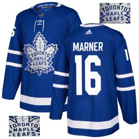 Wholesale Cheap Adidas Maple Leafs #16 Mitchell Marner Blue Home Authentic Fashion Gold Stitched NHL Jersey
