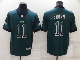 Wholesale Cheap Men\'s Philadelphia Eagles #11 A. J. Brown Green Fashion Color Rush Limited Stitched Jersey