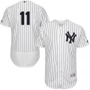 Wholesale Cheap Yankees #11 Brett Gardner White Strip Flexbase Authentic Collection Stitched MLB Jersey