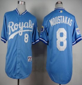 Wholesale Cheap Royals #8 Mike Moustakas Light Blue 1985 Turn Back The Clock Stitched MLB Jersey