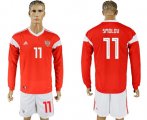 Wholesale Cheap Russia #11 Smolov Red Home Long Sleeves Soccer Country Jersey