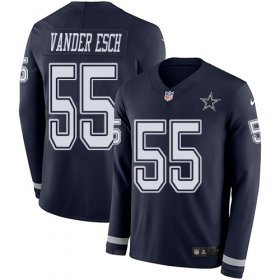 Wholesale Cheap Nike Cowboys #55 Leighton Vander Esch Navy Blue Team Color Men\'s Stitched NFL Limited Therma Long Sleeve Jersey