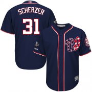 Wholesale Cheap Nationals #31 Max Scherzer Navy Blue New Cool Base 2019 World Series Champions Stitched MLB Jersey