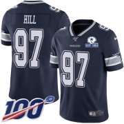 Wholesale Cheap Nike Cowboys #97 Trysten Hill Navy Blue Team Color Men's Stitched With Established In 1960 Patch NFL 100th Season Vapor Untouchable Limited Jersey