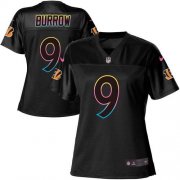 Wholesale Cheap Nike Bengals #9 Joe Burrow Black Women's NFL Fashion Game Jersey