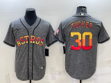 Wholesale Cheap Men's Houston Astros #30 Kyle Tucker Grey With Patch Cool Base Stitched Baseball Jersey